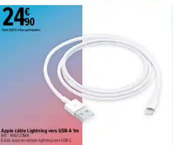 Carrefour Apple Câble Lightning Vers USB-A 1m offre