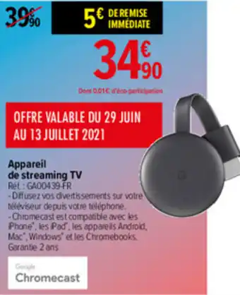 Carrefour Appareil De Streaming TV offre