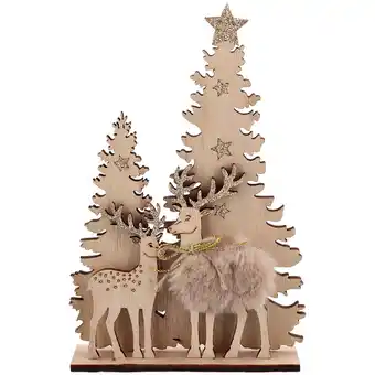 Action Sapin de noël en bois avec cerfs offre