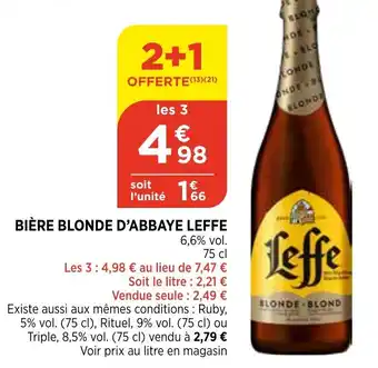 Bi1 Bière Blonde D'Abbaye Leffe offre