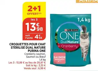 Bi1 Purina One Croquettes Pour Chat Stérilisé Dual Nature offre
