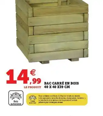 Super U Bac Carré en Bois 40x40 X39 CM offre