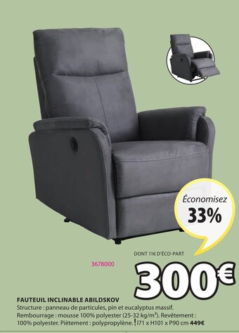 JYSK Fauteuil Inclinable abildskov offre