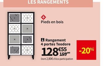 Conforama Rangement 4 Portes Teodore offre