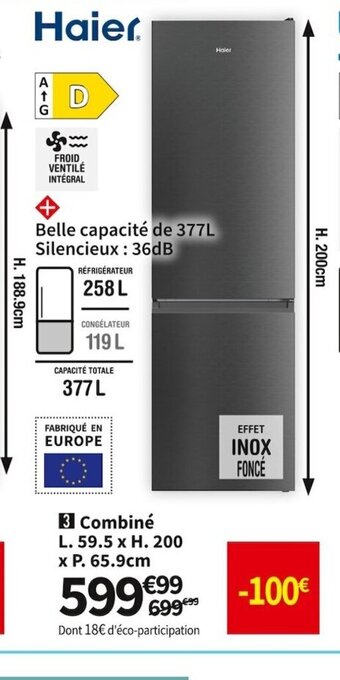 Conforama Haier Combiné offre