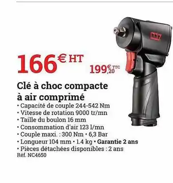 Espace emeraude Clé à choc compacte à air compriné offre