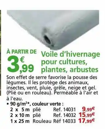 Provence Outillage Voile d'hivernage pour cultures, plantes, arbustes offre