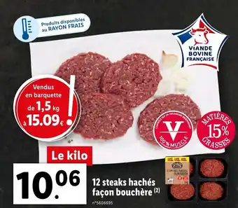 Lidl 12 Steaks Hachés façon bouchère offre