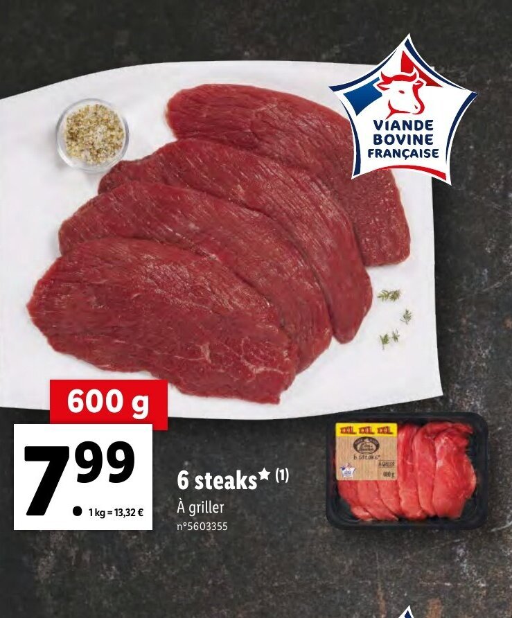 Promo 6 Steaks chez Lidl