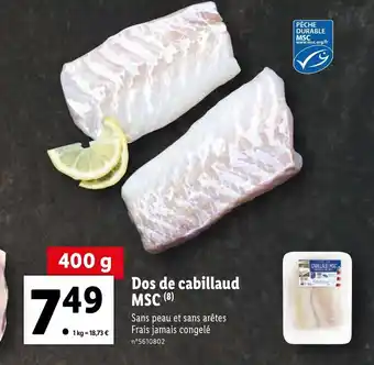 Lidl Dos de Cabillaud MSC offre