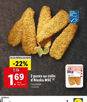 Lidl 2 Panés Au Colin d'Alaska MSC offre