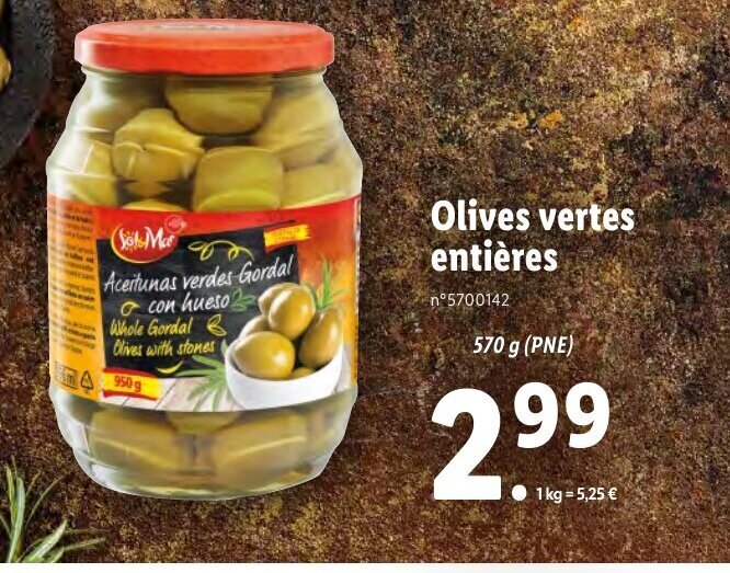 Promo Olives Vertes Entières chez Lidl