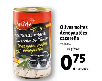 Lidl Olives Noires Dénoyautées Cacereña offre