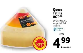 Lidl Queso Tetilla AOP offre