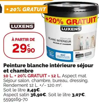 Weldom Luxens peinture blanche intérieure séjour et chambre offre