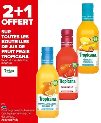 Carrefour Market Tropicana bon plan sur toutes les bouteilles de jus de fruit frais tropicana offre