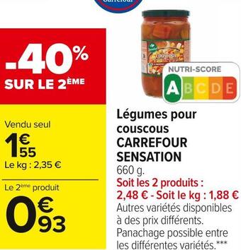Carrefour Market Carrefour sensation légumes pour couscous offre