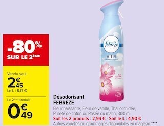 Carrefour Market Febreze désodorisant offre