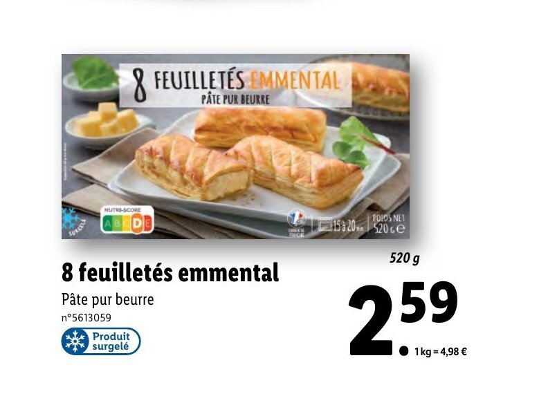 Promo 8 Feuilletés Emmental chez Lidl