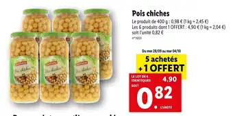 Lidl Pois Chiches offre