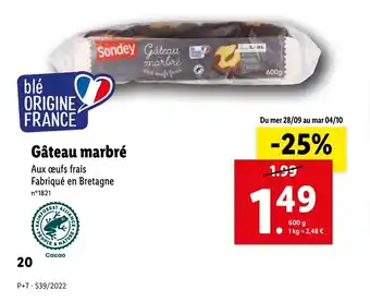 Lidl Gateau Marbré offre