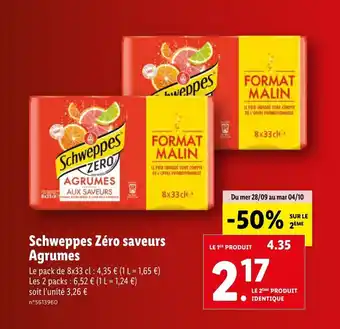 Lidl Schweppes Zéro Saveurs Agrumes offre