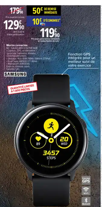 Carrefour Montre Connectée Réf, : GLAXY WATCH ACTICE NOIR offre