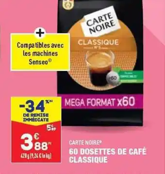 ALDI 60 dosettes de café classique carte noire offre