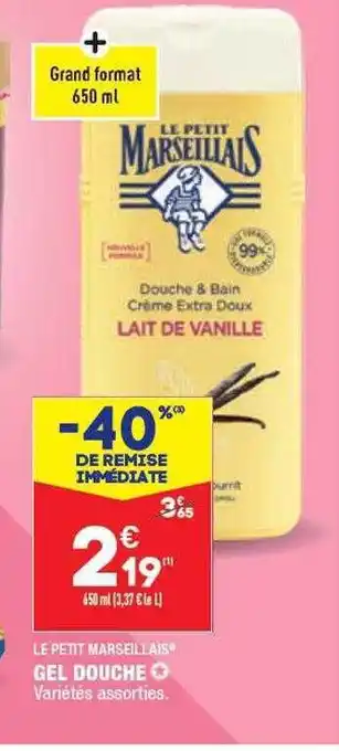 ALDI Gel douche le petit marseillais offre