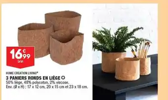 ALDI 3 paniers ronds en liège home création living offre