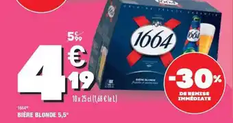 ALDI Bière blonde 5,5° 1664 offre