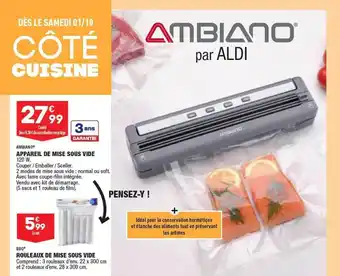 ALDI Appareil de mise sous vide ambiano, rouleaux de mise sous vide bbq offre