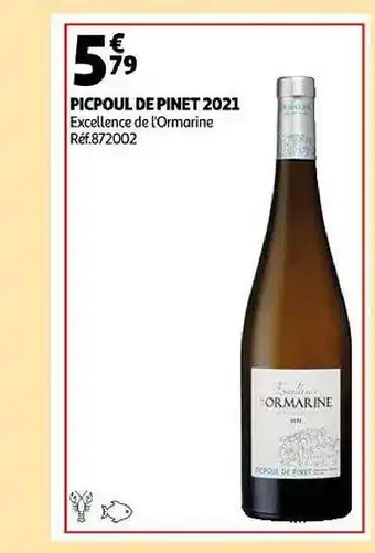 Auchan Picpoul de pinet 2021 excellence de l'ormarine offre