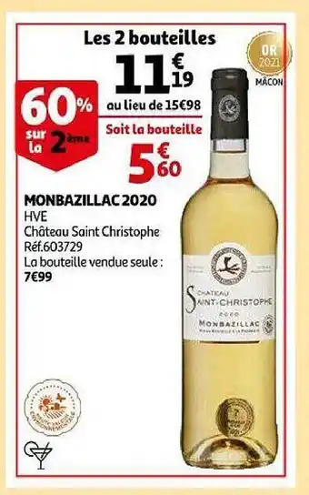 Auchan Monbazillac 2020 hve château saint christophe offre