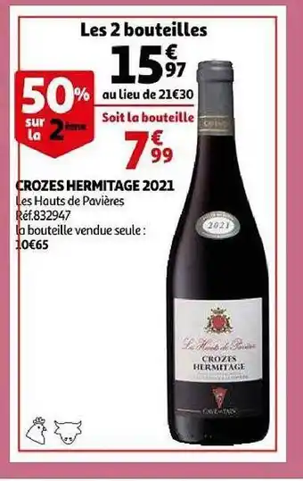 Auchan Crozes hermitage 2021 les hauts de pavières offre