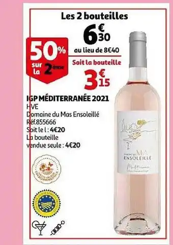 Auchan Igp méditerranée 2021 hve domaine du mas ensoleillé offre
