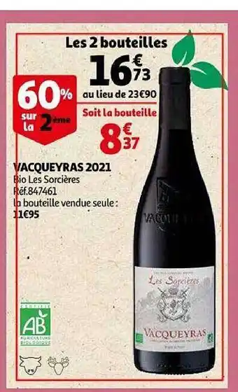 Auchan Vacqueyras 2021 bio les sorcières offre