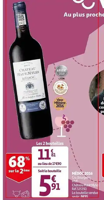 Auchan Médoc 2016 cru bourgeois hve château haut myles offre