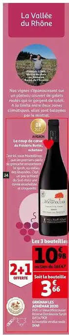 Auchan Grignan les adhémar 2020 hve le vieux micocoulier réserve dominante syrah offre