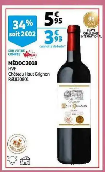 Auchan Médoc 2018 hve château haut grignon offre