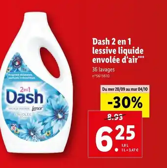 Lidl Dash 2 en 1 Lessive Liquide Envolée D'Air offre