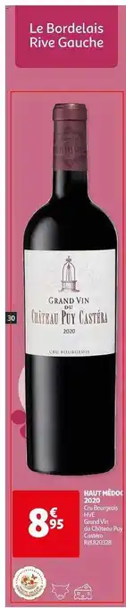 Auchan Haut médoc 2020 cru bourgeois hve grand vin du château puy castéra offre