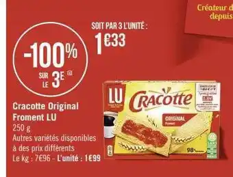 Casino Supermarchés Cracotte original froment lu offre