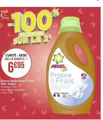Casino Supermarchés Lessive liquide propre & frais ariel simply offre