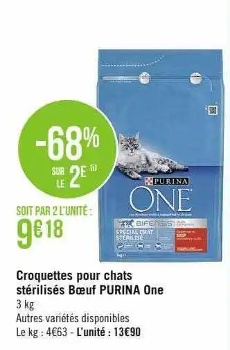 Casino Supermarchés Croquettes pour chats stérilisés boeuf purina one offre