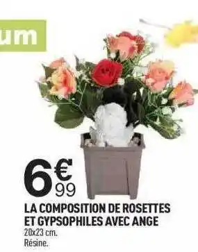 Centrakor La composition de rosettes et gypsophiles avec ange offre