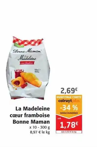 Colruyt La madeleine cœur framboise bonne maman offre
