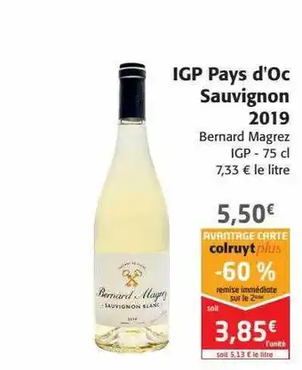 Colruyt Igp pays d'oc sauvignon 2019 offre