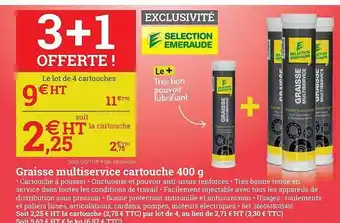 Espace emeraude Graisse multiservice cartouche 400 g offre