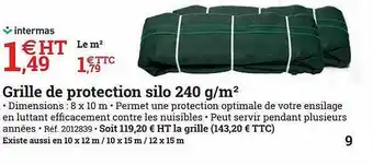 Espace emeraude Grille de protection silo 240 g-m² offre